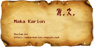 Maka Karion névjegykártya